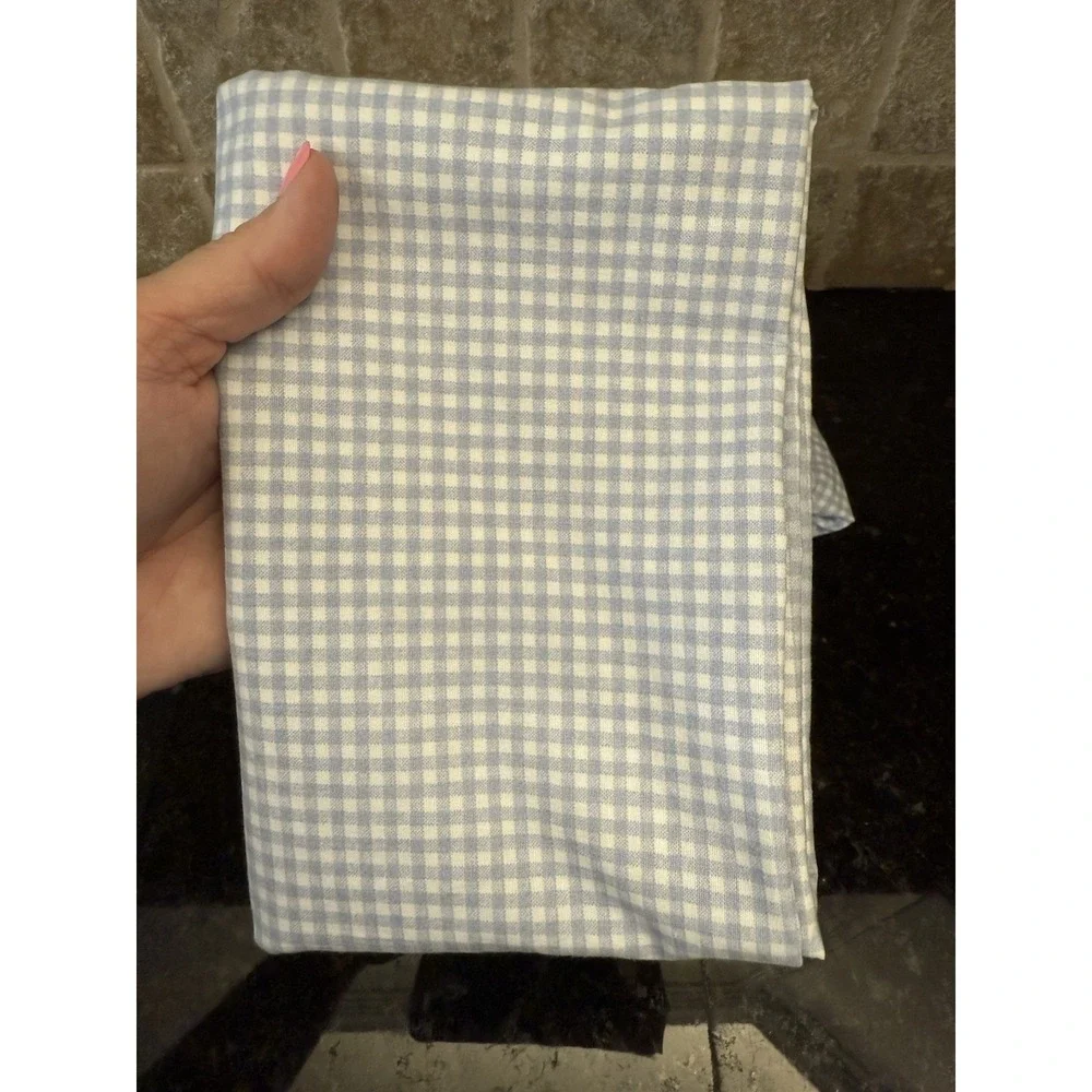 Vintage JC Penny Blue Gingham 5 Pc Twin Set Bed Skirt Sham Cottagecore Farmhouse